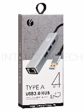 Переходник USB 3.0 -->RJ-45 1000Mbps+3 USB3.0, Aluminum Shell, 0.2м VCOM <DH312A>