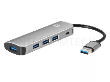 Адаптер концентратор USB 3.1 Type-A --> 4 USB3.0 Alum Shell HUB + PD , VCOM <CU4383A>