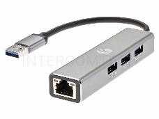 Переходник USB 3.0 -->RJ-45 1000Mbps+3 USB3.0, Aluminum Shell, 0.2м VCOM <DH312A>