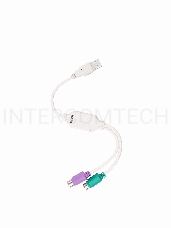 Кабель AM-2xPS/2 0.1м VCOM USB->2xPS/2 (адаптер для подключения PS/2 клавиатуры и мыши к USB порту), VUS7057