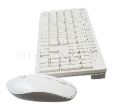 Клавиатура + мышь Oklick 240M клав:белый мышь:белый USB беспроводная slim Multimedia