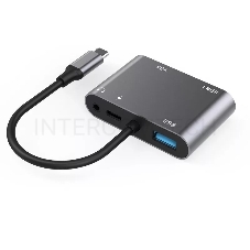 Адаптер USB Type-Cm-->VGA, HDMI 4k*30Hz, USB3.0, PD, Audio,iOpen (Aopen/Qust/VCOM)<ACU4511>