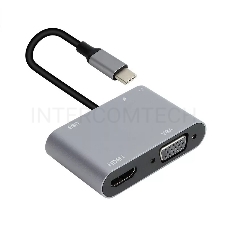 Адаптер USB Type-Cm-->VGA, HDMI 4k*30Hz, USB3.0, PD, Audio,iOpen (Aopen/Qust/VCOM)<ACU4511>