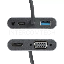 Адаптер USB Type-Cm-->VGA, HDMI 4k*30Hz, USB3.0, PD, Audio,iOpen (Aopen/Qust/VCOM)<ACU4511>