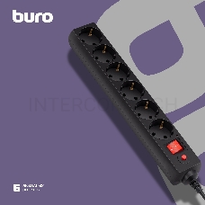 Сетевой фильтр Buro 600SH-16-3-B 3м (6 розеток) черный (коробка)