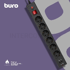 Сетевой фильтр Buro BU-SP1.8_USB_2A-B 1.8м (6 розеток) черный (коробка)