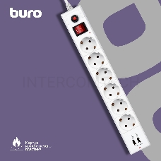 Сетевой фильтр Buro BU-SP3_USB_2A-W 3м (6 розеток) белый (коробка)