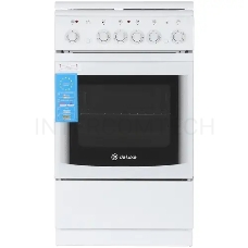Плита Комбинированная De Luxe 506022.05гэ(кр) ЧР-030 белый (стеклянная крышка) реш.чугун