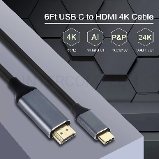 Кабель USB3.1 CM-HDMI 1.8M CU423MC-1.8M VCOM