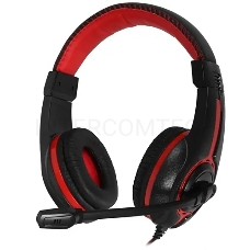 Наушники с микрофоном Oklick HS-L200 черный/красный 2м мониторы оголовье (Y-819)