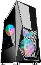 Корпус 1STPLAYER DK-3 BLACK / ATX, tempered glass / 3x 120mm LED fans inc. / DK-3-BK-3G6
