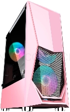 Корпус 1STPLAYER DK-3 PINK / ATX, tempered glass / 3x 120mm LED fans inc. / DK-3-PK-3G6