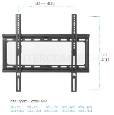 Кронштейн Kromax IDEAL-3 Black, 22-65, max 50 кг, настенный, VESA 400x400 мм, тонкий профиль