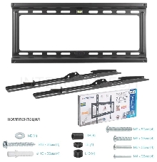 Кронштейн Kromax IDEAL-3 Black, 22-65, max 50 кг, настенный, VESA 400x400 мм, тонкий профиль