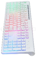 Клавиатура проводная Oklick 490ML белый USB slim Multimedia LED
