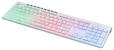 Клавиатура проводная Oklick 490ML белый USB slim Multimedia LED
