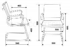 Кресло Бюрократ CH-993-Low-V/Black  (Кресло, низкая спинка ,черный, искусственная кожа, полозья хром)