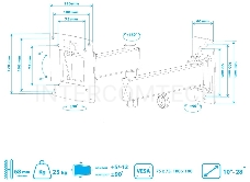 Кронштейн Kromax OPTIMA-104 black, 10-28, max 25 кг, настенный, VESA 100x100 мм