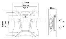 Кронштейн Ultramounts UM830, 13-27, до 25кг, VESA 75X75