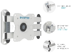 Кронштейн для телевизора Kromax DIX-15 белый 15-28 макс.30кг настенный поворот и наклон