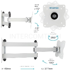 Кронштейн для телевизора Kromax DIX-15 белый 15-28 макс.30кг настенный поворот и наклон