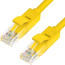 Патч-корд Greenconnect Патч-корд UTP прямой 1.5 m AWG24 кат.5е,  RJ45,  медь, литой (Желтый), пластик пакет (GCR-LNC02-1.5m)