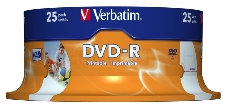 Диск DVD-R Verbatim 4.7Gb 16x Cake Box (25шт) Printable (43538)