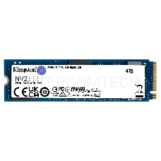 Твердотельный накопитель Kingston SSD NV2, 4000GB, M.2(22x80mm), NVMe, PCIe 4.0 x4, 3D TLC, R/W 3500/2800MB/s, TBW 1280, DWPD 0.3 (3 года)