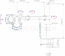 Кронштейн для мониторов Arm Media LCD-T12 черный 15-32 макс.12кг настольный поворот и наклон верт.перемещ.