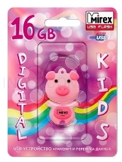 Флеш Диск 16GB Mirex Pig, USB 2.0, Розовый