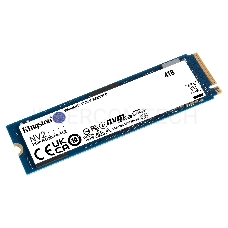 Твердотельный накопитель Kingston SSD NV2, 4000GB, M.2(22x80mm), NVMe, PCIe 4.0 x4, 3D TLC, R/W 3500/2800MB/s, TBW 1280, DWPD 0.3 (3 года)