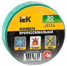 Изолента Iek UIZ-20-10-K06 0,18х19 мм зеленая 20 метров ИЭК