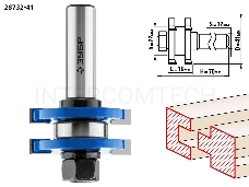 Фреза ЗУБР 28732-41  комбинированная пазо-шиповая d= 41мм дл.-19мм хв.-12мм d-22мм