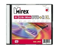 Диск DVD+R Mirex 8.5 Gb, 8x, Slim Case (1), Dual Layer (1/50)