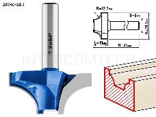 Фреза ЗУБР 28740-38.1  пазовая фасонная №1 d= 38.1мм дл.-19мм рад.-12.7мм хв.-8мм