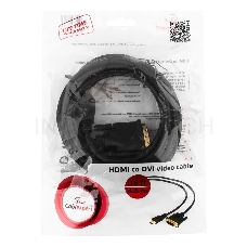 Кабель Кабель HDMI-DVI Gembird, 4.5м, 19M/19M, single link, черный, позол.разъемы, экран CC-HDMI-DVI-15