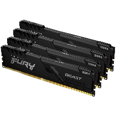 Оперативная память Kingston DDR4 DIMM 64Gb PC25600, 3200Mhz, FURY Beast Black CL16 (Kit of 4) (KF432C16BBK4/64) (retail)