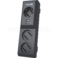 Сетевой фильтр Surge protector Pilot 3G 3xGP euro outlets, 10А/2.2кВа, 2xUSB, 7m, black