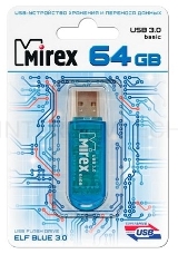 Флеш накопитель 64GB Mirex Elf, USB 3.0, Синий