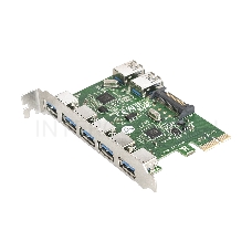 Контроллер ExeGate EXE-317 PCI-E 2.0, 5*USB3.0 ext + 2*USB3.0 int, разъем доп.питания (OEM)