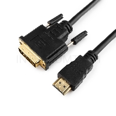 Кабель HDMI-DVI Gembird, 7.5м, 19M/19M, single link, черный, позол.разъемы,экран CC-HDMI-DVI-7.5MC