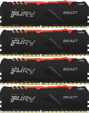 Память оперативная Kingston 64GB 3200MHz DDR4 CL16 DIMM (Kit of 4) 1Gx8 FURY Beast RGB