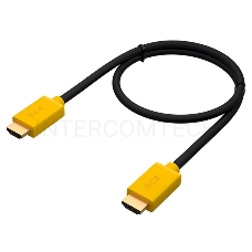 Кабель Greenconnect 1.0m HDMI версия 2.0, HDR 4:2:2, Ultra HD, 4K 60 fps 60Hz/5K*30Hz, 3D, AUDIO, 18.0 Гбит/с, 28/28 AWG, OD7.3mm, тройной экран, черный, желтые коннекторы, GCR-HM441-1.0m