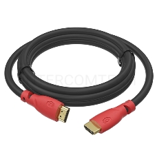 Кабель Greenconnect 1.0m, HDMI версия 2.0 HDR 4:2:2, Ultra HD, 4K 60 fps 60Hz/5K*30Hz, 3D, AUDIO, 18.0 Гбит/с, 28/28 AWG, OD7.3mm, тройной экран, черный, красные коннекторы, GCR-HM3012-1.0m