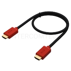 Кабель Greenconnect 1.0m HDMI версия 2.0, HDR 4:2:2, Ultra HD, 4K 60 fps 60Hz/5K*30Hz, 3D, AUDIO, 18.0 Гбит/с, 28/28 AWG, OD7.3mm, тройной экран, черный, красные коннекторы, GCR-HM451-1.0m Greenconnect Кабель 1.0m HDMI версия 2.0, HDR 4:2:2, Ultra HD, 4K