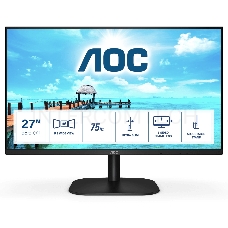 Монитор 27 AOC 27B2H 1920x1080@75Hz IPS LED 16:9 7ms VGA HDMI 20M:1 178/178 250cd 1000:1 Tilt Black