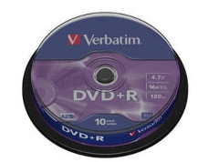 Диск DVD+R Verbatim 4.7Gb 16x Cake Box (10шт) (43498)