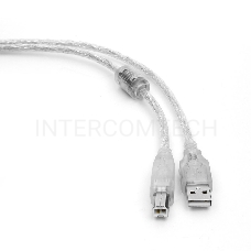 Кабель Cablexpert USB 2.0 Pro, AM/BM, 2м, экран, 2 феррит.кольца, прозрачный (CCF-USB2-AMBM-TR-2M)