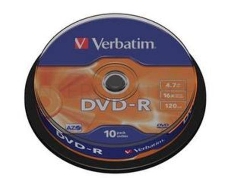 Диск DVD-R Verbatim 4.7Gb 16x Cake Box (10шт) (43523)