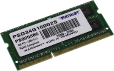Память Patriot SL 4Gb DDR3 1600MHz  SO-DIMM PSD34G16002S RTL 1*4GB PC3-12800 CL11  204-pin 1.5В
